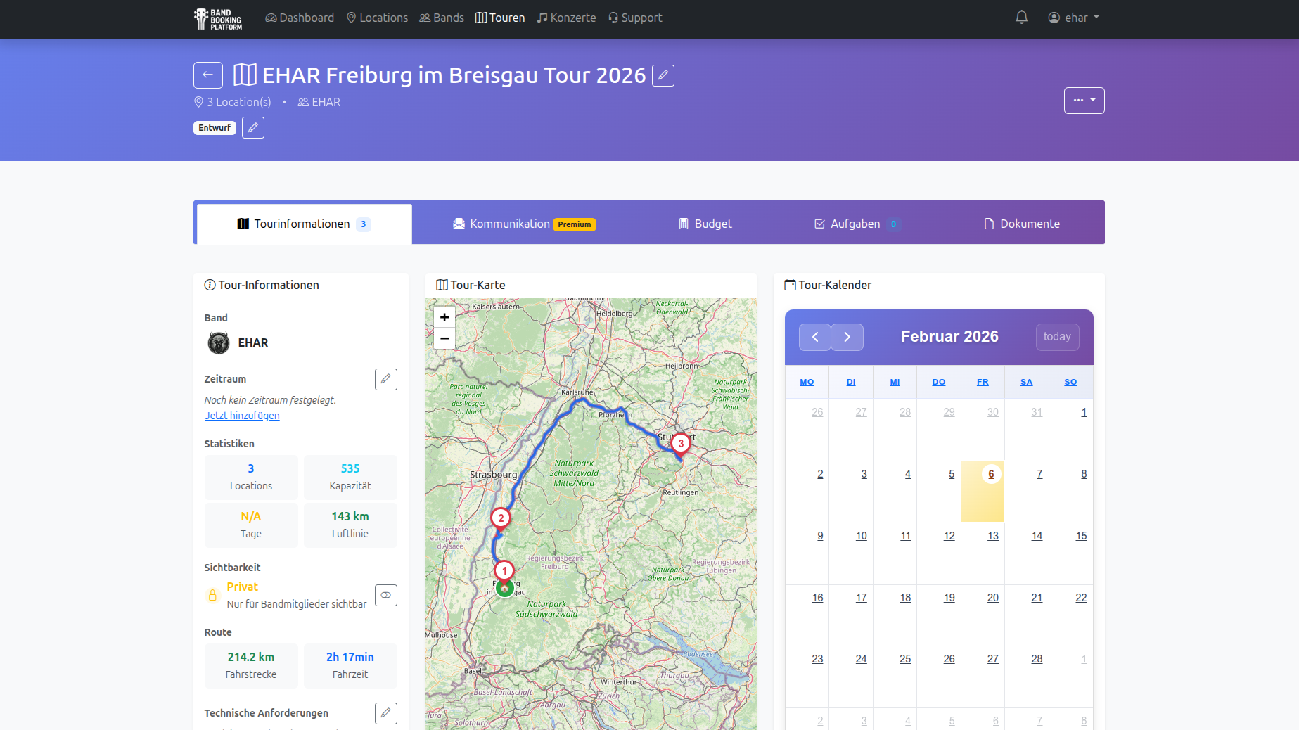 Tour-Übersicht mit Karte
